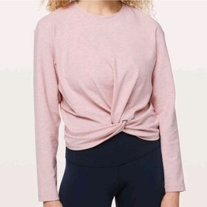 Lululemon Tuck & Gather Cropped Top Heather Pink Long Sleeve Twist Front